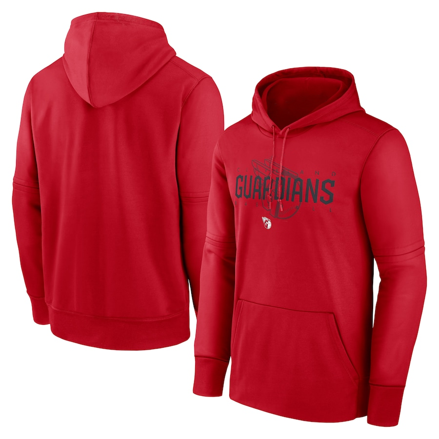 Men's Cleveland Guardians Red Pregame Performance Pullover Hoodie